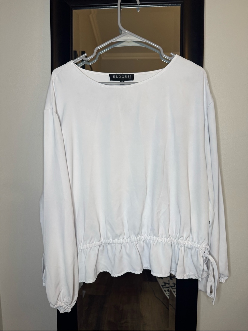 Eloquii Plus Soft Gray Long-Sleeve Drawstring Hem Blouse - Size 16
